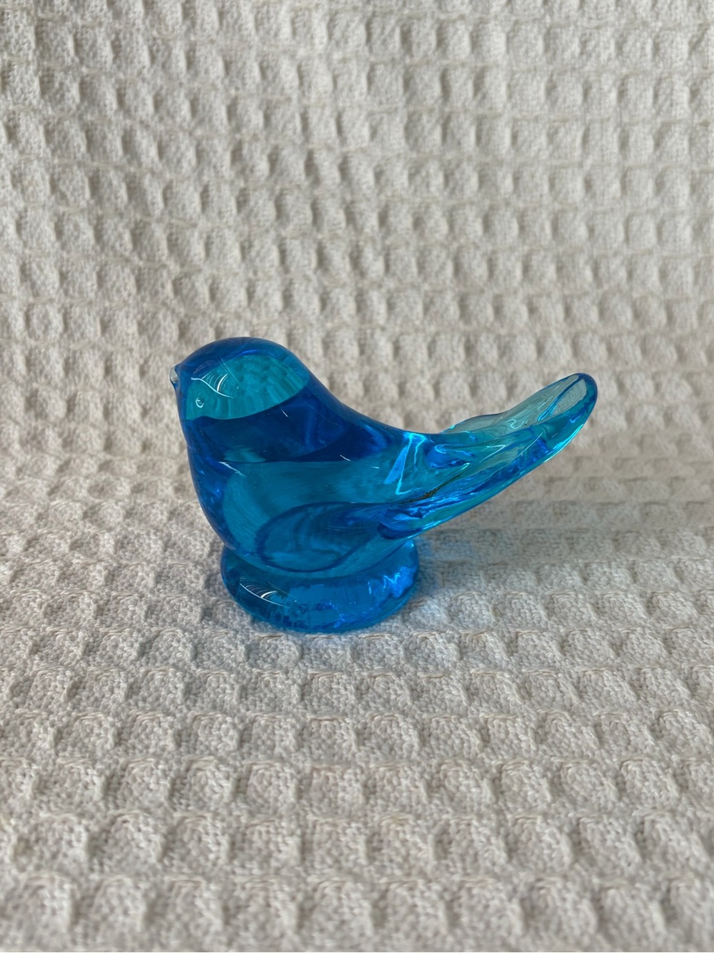 Blue Bird Of Happiness Glass Bird Figurine Signed Leo Ward 1988 EUC